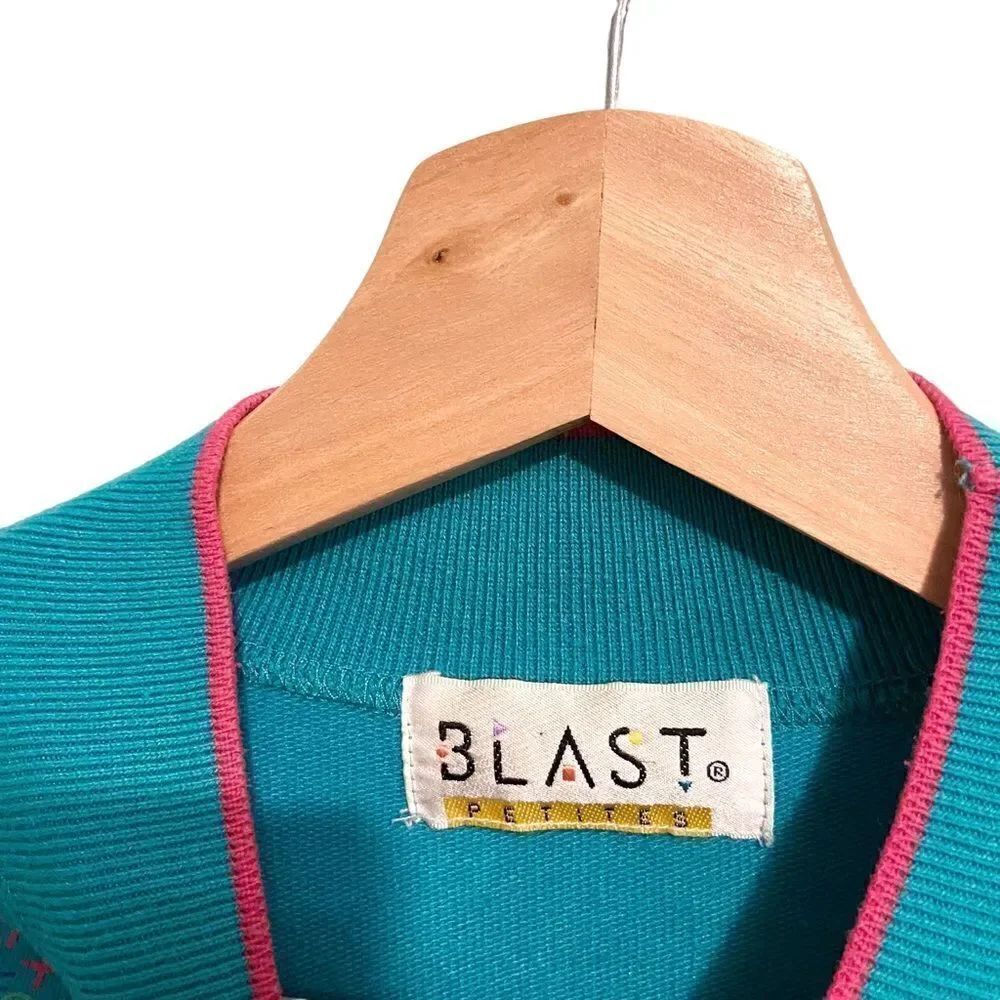 Vintage 90's Blast Yoke Patterned Elbow Length Sleeve Mock Neck Sweater in Small - Picture 4 of 11